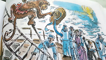 Как нарисовать рассказ Толстого "Прыжок", какой рисунок?