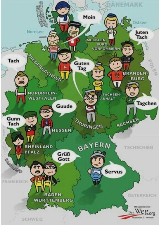 Приветствие в разных землях Германии