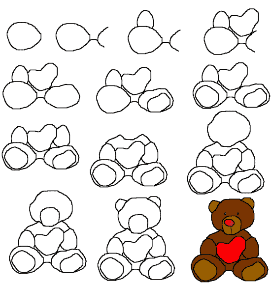 как нарисовать медвежонка тедди
