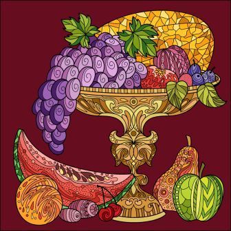 натюрморт с фруктами и ягодами пример образец для урока рисования ИЗО в школе