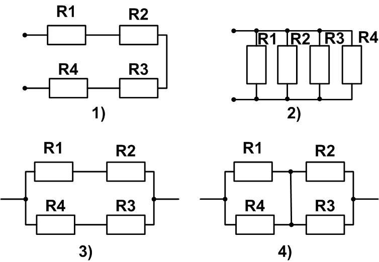 Четыре резистора. Схема смешанного соединения с 3 резисторами. Схема соединения четырех резисторов. Соединение резисторов r1 r2 r3 схема. Схема сопротивления р 2 р 4 последовательно.