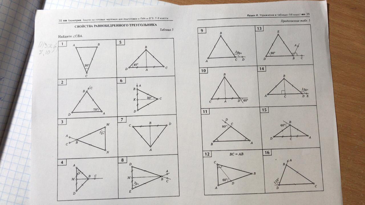 Задачи по готовым чертежам 7 класс