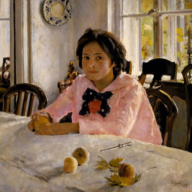 отзыв по картине Серова "Девочка с персиками", цвет и настроение картины, 3 класс