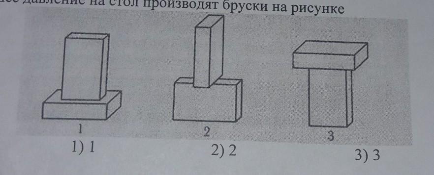 См рис 1 рисунок 1. Наибольшее давление на стол производят бруски на рисунке. Давление бруска на стол наименьшее. Наименьшее давление на стол производят бруски. Наименьшее давление на стол производят бруски на рисунке.