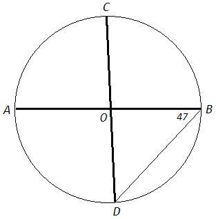 Отрезки ab и cd диаметры. Отрезки ab и CD диаметры окружности с центром o. Отрезки ab и CD диаметры окружности с центром о. Отрезки ab и CD диаметры окружности с центром o угол ABD равен 47. Одас радиус.