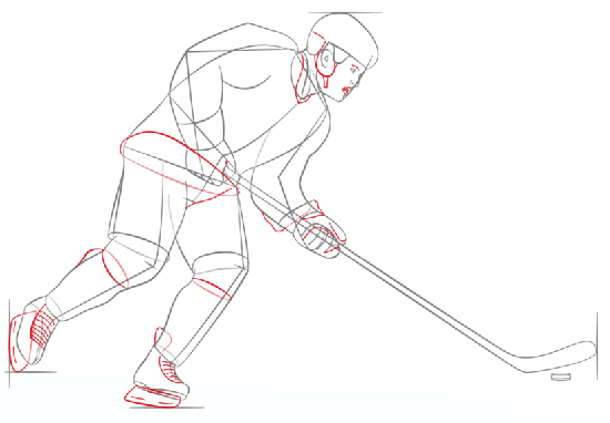 рисунок хоккеиста поэтапно с помощью фото-схемы