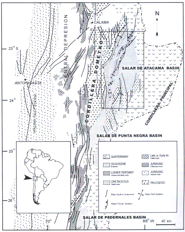 Хребет Кордильера-Домейко (Cordillera Domeyko) расположен на севере Чили, в Андах