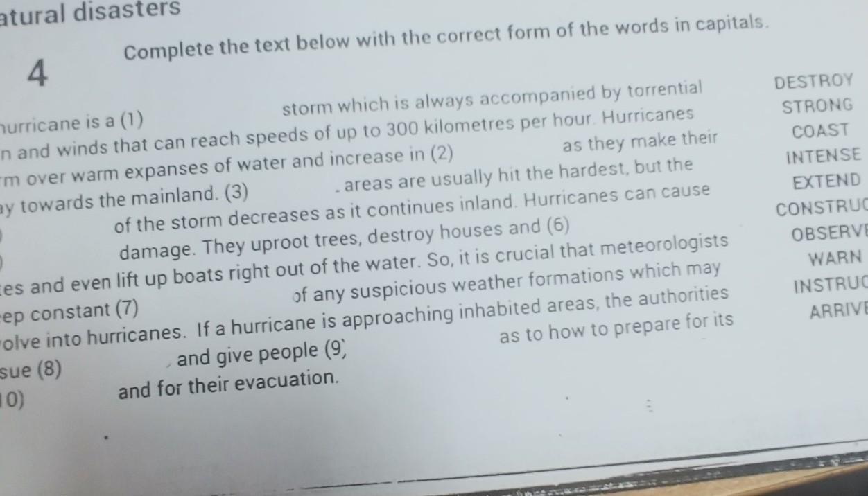 Correct the text. Complete the texts with the Words below. Complete the text with the correct form of the Words. Complete the text with the Words in the correct form. Complete the text with the correct Words.