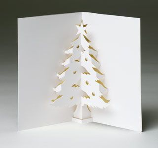 Открытка с елкой в технике киригами