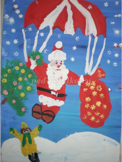 Как нарисовать Деда Мороза на парашюте поэтапно детям 5-8 лет мастер-классm