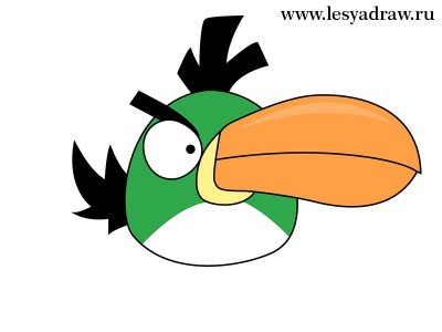 нарисовать Зеленую птицу из Angry Birds