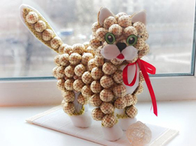 Кот из конфет, цветочно-букетная компазиция