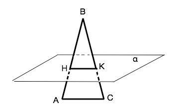 Плоскость альфа параллельна стороне. Плоскость Альфа пересекает стороны треугольника АВС :АС Альфа. АВ параллельно плоскости Альфа. Треугольники в параллельных плоскостях. Плоскость Альфа пересекает стороны АВ И АС треугольника.