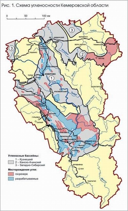 Карта полезных ископаемых кемеровской области