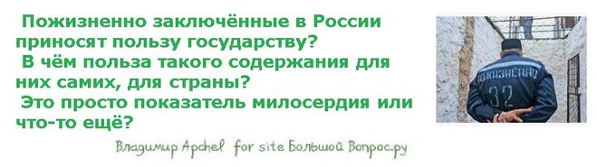 Пожизненно заключённые в России приносят пользу государству?  В чём польза такого содержания для них самих, для страны?  Это просто показатель милосердия или что-то ещё?