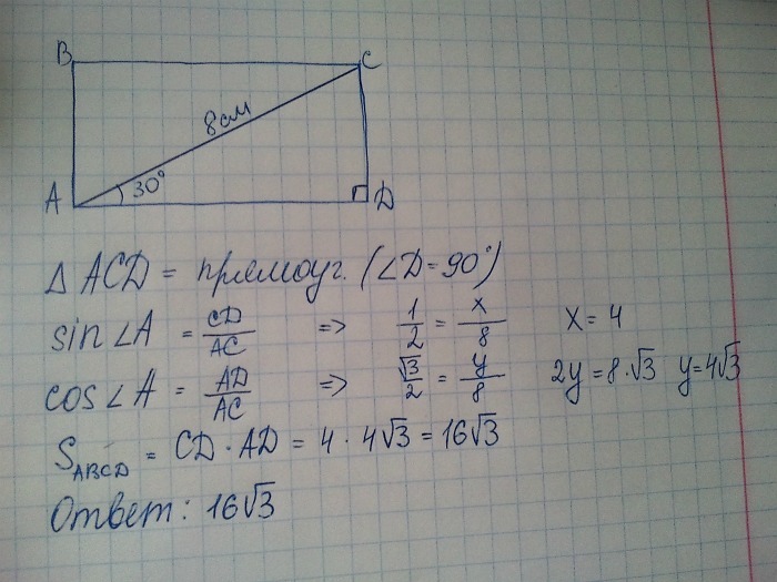 Площадь прямоугольника авсд