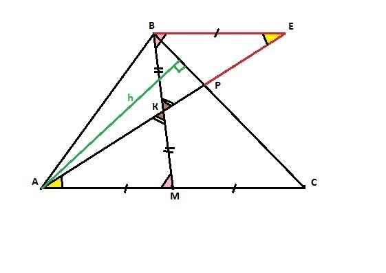 Через вершины треугольника авс проведены. Через середину k Медианы BM треугольника ABC. Прямая проведенная через середину Медианы. Через середину к Медианы ВМ треугольника. Через середину к Медианы ВМ треугольника АВС.