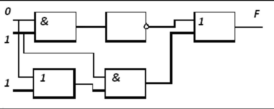 Определите значение сигнала на выходе логической схемы