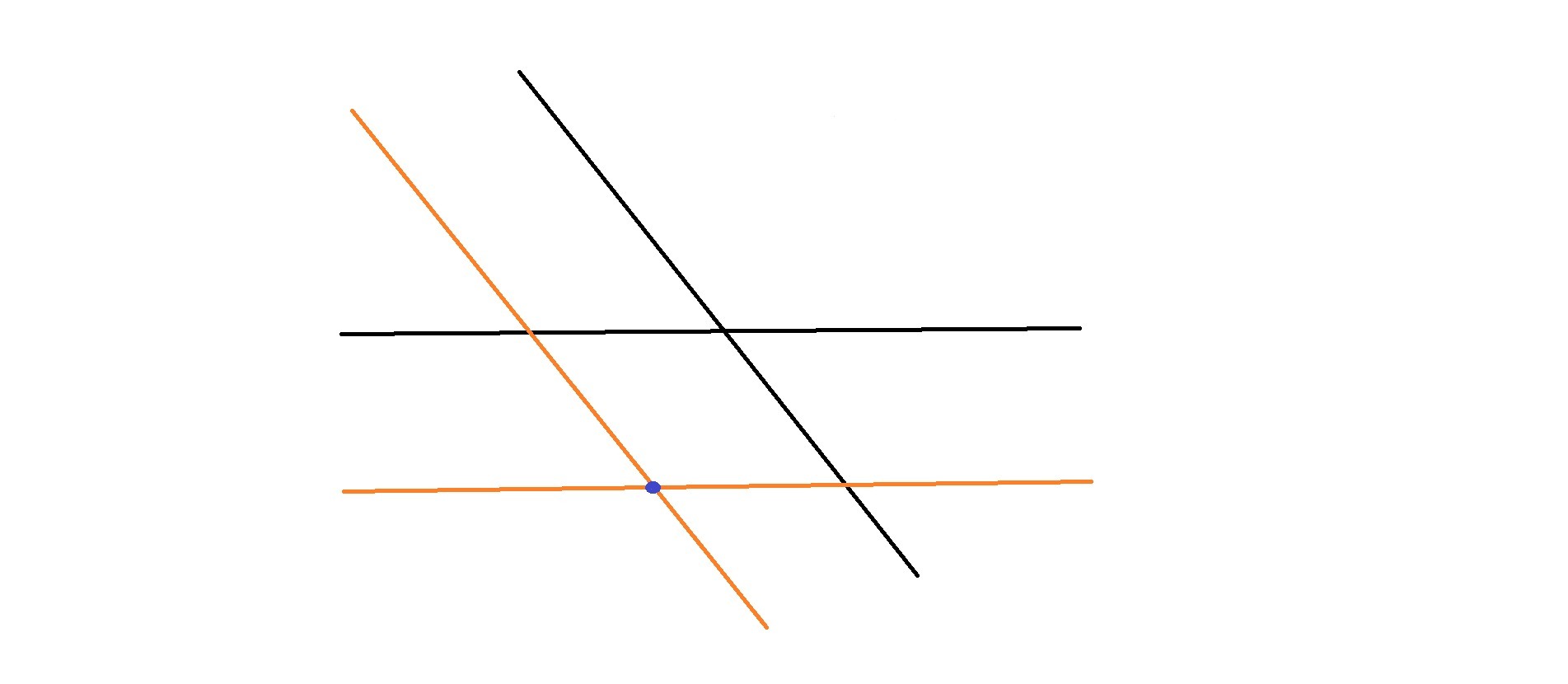 Проведите 2 пересекающиеся прямые