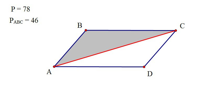 Периметр 78. Как найти диагональ параллелограмма зная его стороны. Длина большей диагонали параллелограмма.