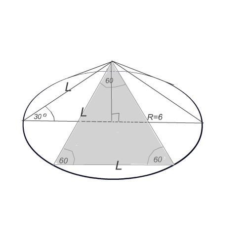 Радиус конуса 6 образующая наклонена. Радиус основания конуса равен 6 см. Конуса наклонена к плоскости основания под углом 30 градусов. Радиус основания конуса равен 6 см а образующая наклонена под углом 30. Радиус основания конуса равен 6 см а образующая наклонена.