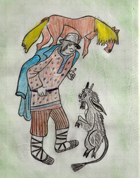 рисунок "Сказка о Попе и его работнике Балде"
