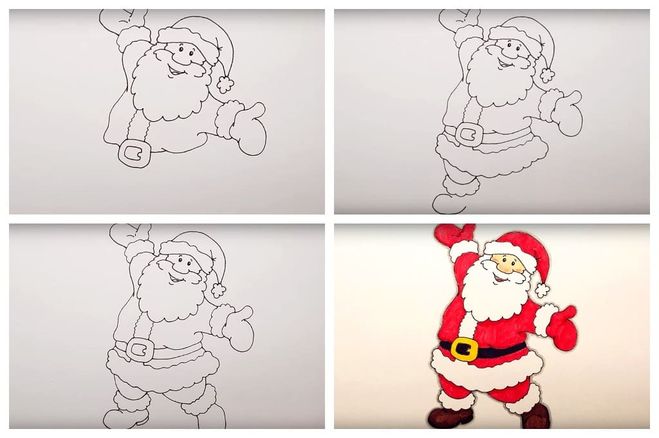 как нарисовать Деда Мороза