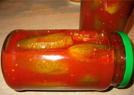 огурцы в томатном соке без уксуса на зиму