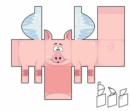 объемная свинья из бумаги шаблон