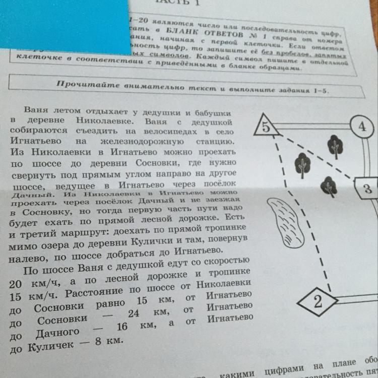 Пользуясь описанием определите какими цифрами на плане обозначены населенные пункты гриша летом