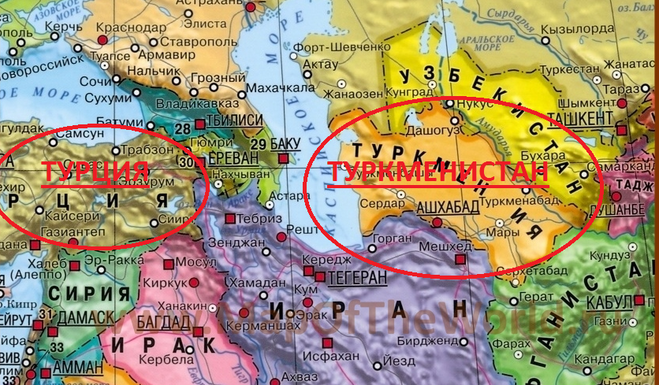 Карта турции и соседних государств