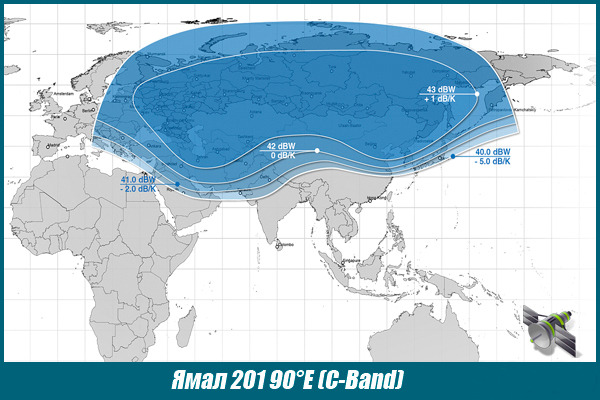 карта покрытия Ямал 90Е