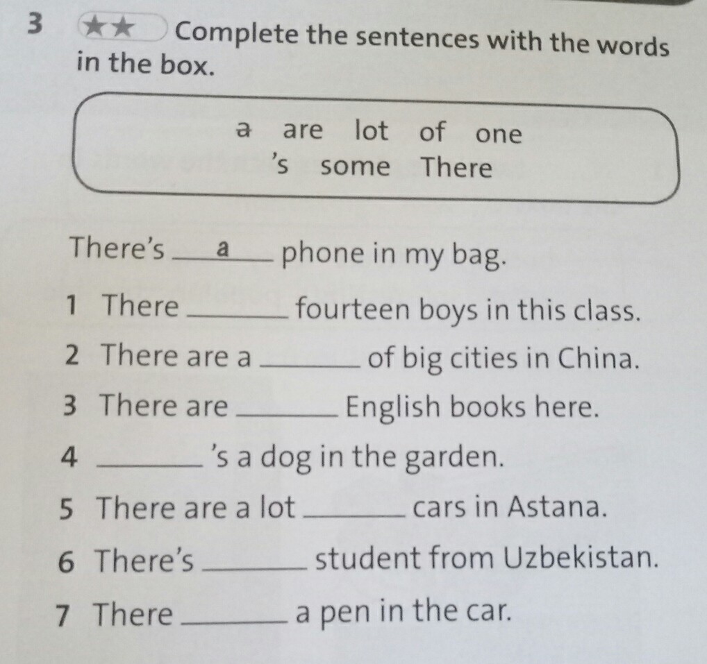 Complete the sentences with the words in the box 