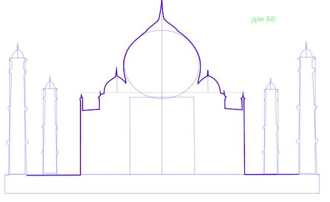 как нарисовать мечеть карандашом поэтапно