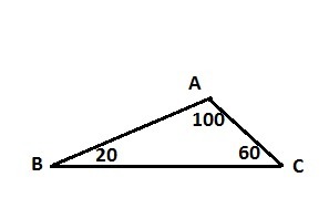 Треугольник 20 градусов. Треугольник с углами 60 60 60 градусов. Угол 100 градусов. Треугольник 60 градусов 20 и 100.