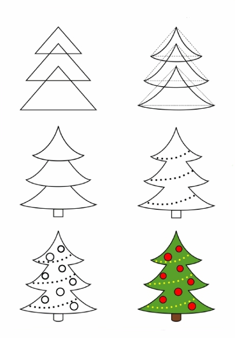 как рисовать новогоднюю елку