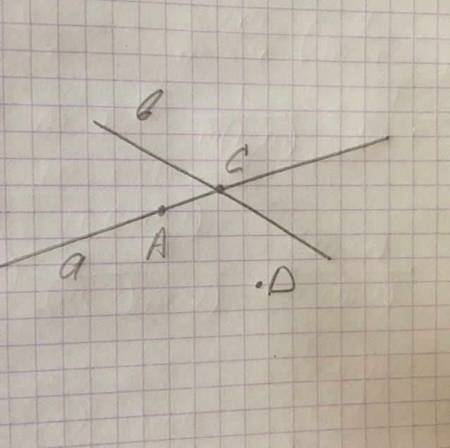 Проведите 2 пересекающиеся прямые. Две пересекающиеся прямые a и b. Пересекающиеся прямые с отмеченными точками. Отметь точку пересечения прямых. Прямые a и b пересекаются прямые a и c.