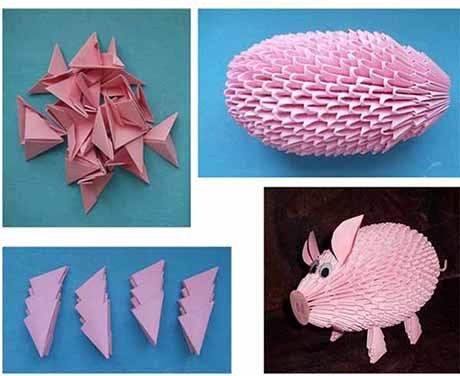 свинья из бумаги модульное оригами