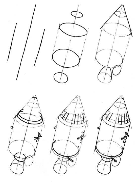 как нарисовать космическую ракету, как нарисовать космос, как нарисовать космический корабль