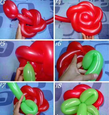 как сделать цветы из шаров, как сделать розу из шаров, как сделать букет из шаров