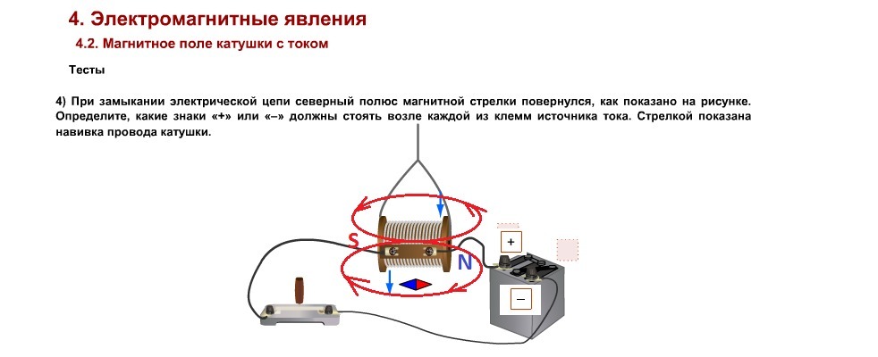 На рисунке изображена катушка из провода по которой течет электрический ток как направлена магнитная