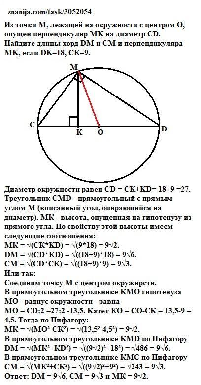 Окружность перпендикуляр к диаметру