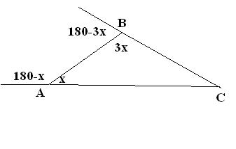 Внутренний угол при вершине b. Внешний угол при вершине 3. Внешний угол при вершине б 40. Угол а меньше угла в 3раза внешнего угла на 40гр. Меньший угол при вершине.