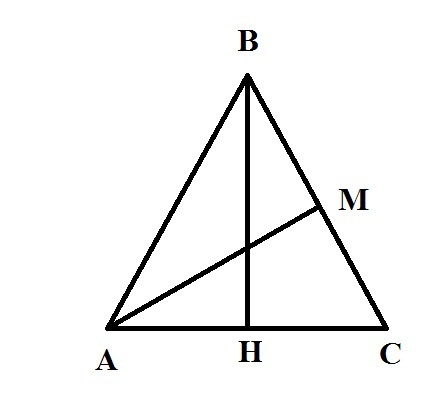 В равностороннем треугольнике abc провели медиану am. Геометрия 8 класс найти а) BH, ab,BC Б).