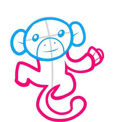 нарисовать красную, огненную обезьяну своими руками, карандашом поэтапно