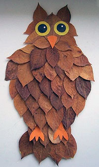 Как сделать сову из сухих листьев? Как сделать в экостиле сову?