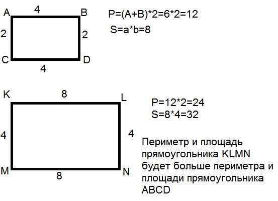 Периметр большого прямоугольника равен