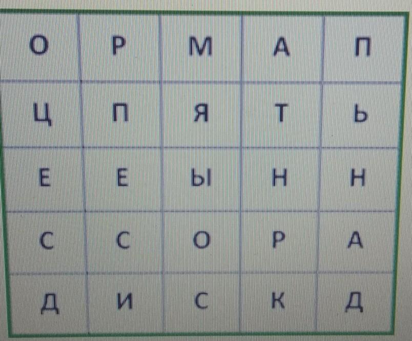 Даны 4 слова. Таблица змейкой. Файнворды для детей с ответами. Решите файнворд в таблице змейкой.