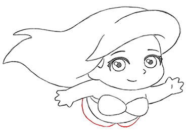 поэтапный рисунок чиби-русалочка Ариэль