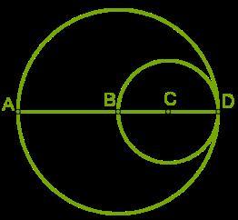 Известно что точка b. Известно что точка б центр большой окружности. Точка б центр большой окружности точка ц центр меньшей окружности. Диаметр ad. Диаметр ad большой окружности равен 16,4 см определи длину отрезков.